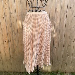 Tibi Midi Skirt Pink Checkered Pleated Blush Size 0